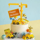 Excavator Crane Tractor Birthday Cake Topper Construction Party Cake Decor Kids Boy 1st Baby Shower One Year Happy Birthday Cake