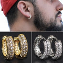Rock Biker Men\'s Iced Out Hoop Earrings Cubic Zirconia Huggie Cartilage Cuff Hypoallergenic Round Earrings Wholesale