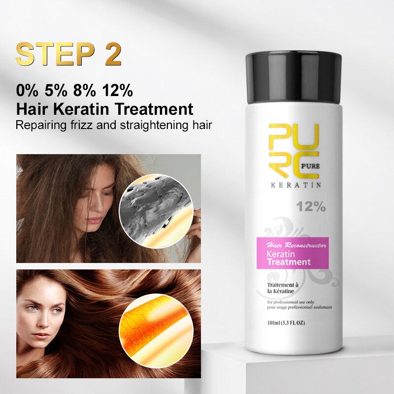 PURC Professional Brazilian Keratin Hair Treatment Cream Straightening Smoothing Scalp Treatment Purifying Shampoo Hair Care