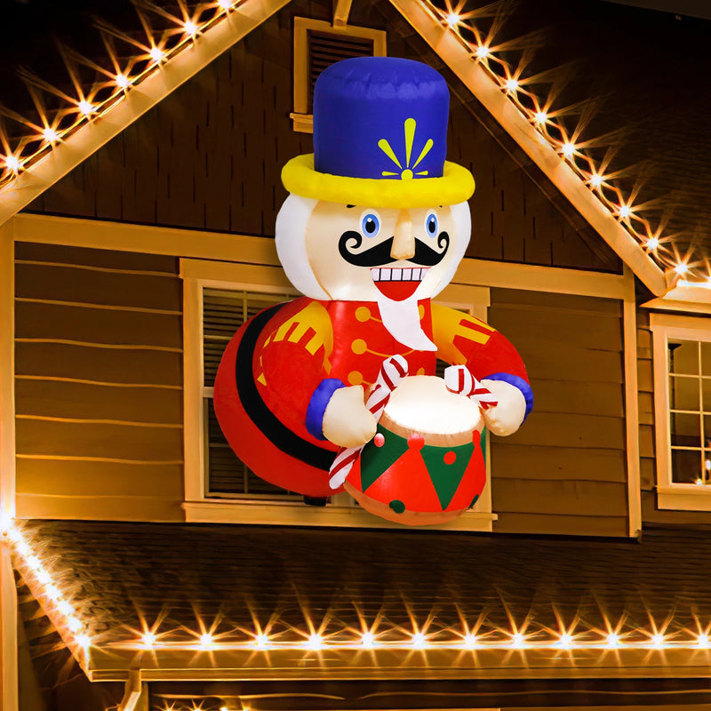 3.5ft Christmas Inflatable Outdoor Decorations Nutcracker Blow Up Break Out from Window with LED for Xmas Yard Garden Decor