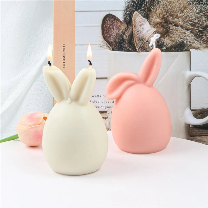 Easter Egg Bunny Silicone Candle Mold 3D Faceless Rabbit Head Aroma Soap Plaster Resin Mould Candle Making Supplies Home Decor