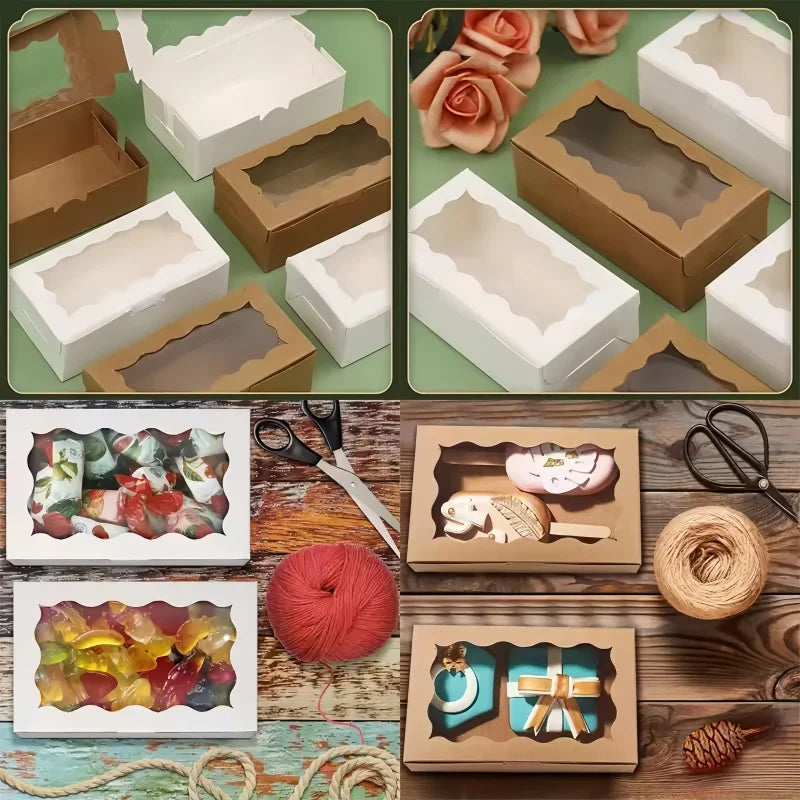 5/10pcs Window cake box, birthday, wedding, Valentine's Day cake and pastry box, kraft paper gift box suitable for Thanksgiving