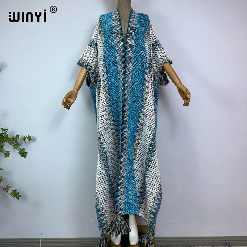 WINYI woman Winter Knitted cardigan coat Loose Christmas Fashion hipster party dress Thick Warm free size Female cloke overcoat