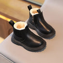 Winter Kids Boys Girls Fashion Boots British Style Zipper Velvet Warmth Non-Slip Short Boots Anti-slip Children Leather Shoes