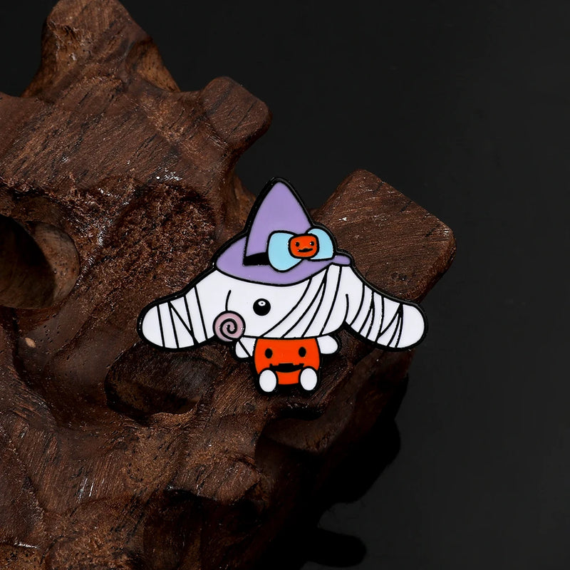 Anime Cute Enamel Pins Kitty Cat Kuromi Cinnamoroll Pom Pom Purin Brooch for Halloween Clothing Accessories Gifts
