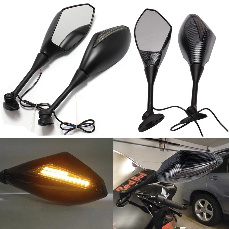 2PCS Hot Motorcycle LED With Turn Signal Integrated Indicator Lights Rearview Mirrors FOR Honda CBR600RR CBR1000RR 2004-2008