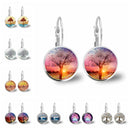 Popular Jewelry Glass Pendant Alloy Earrings Tree of Life Earrings Simple Jewelry, Fashionable and Versatile Temperament Gifts