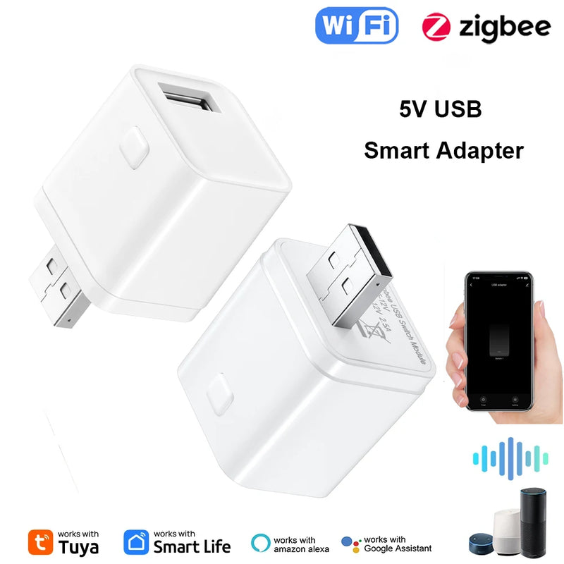 Tuya Smart WiFi/Zigbee Micro 1 2 3 USB Adaptor Switch 5V Mini USB Power Adaptor Smart Life Control Via Alexa Google