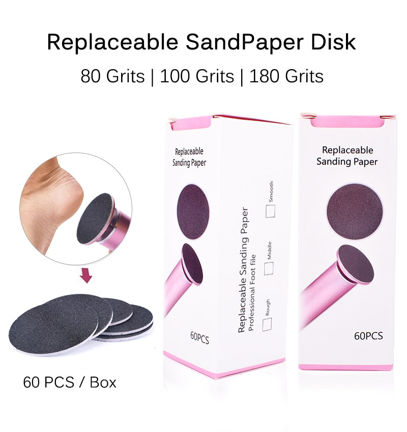60 PCS/Lot Replacement Sandpaper Disk Sanding Paper Accessory For Electric Foot Callus Remover Tool Pedicure Foot File 60 Pieces