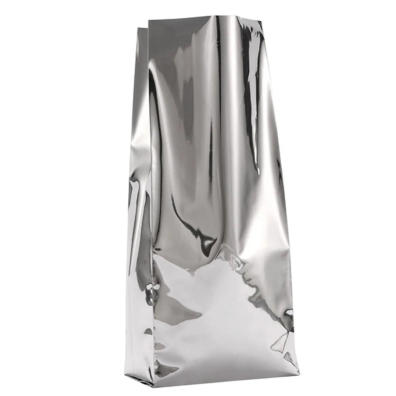 Sides Folded Aluminum Foil Bag 100pcs Silvery Plastic Side-gusseted Food Package Milk Powder Packing Pouch Tea Coffee Bean Bags