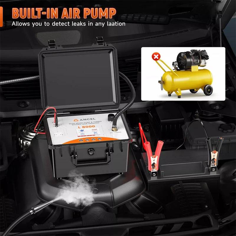 ANCEL L8000 Car Digital Smoke Leak Detector Built-in Air Pump EVAP Turbo System Smoke Leak Tester Pipe Leakage Analyzer Tester