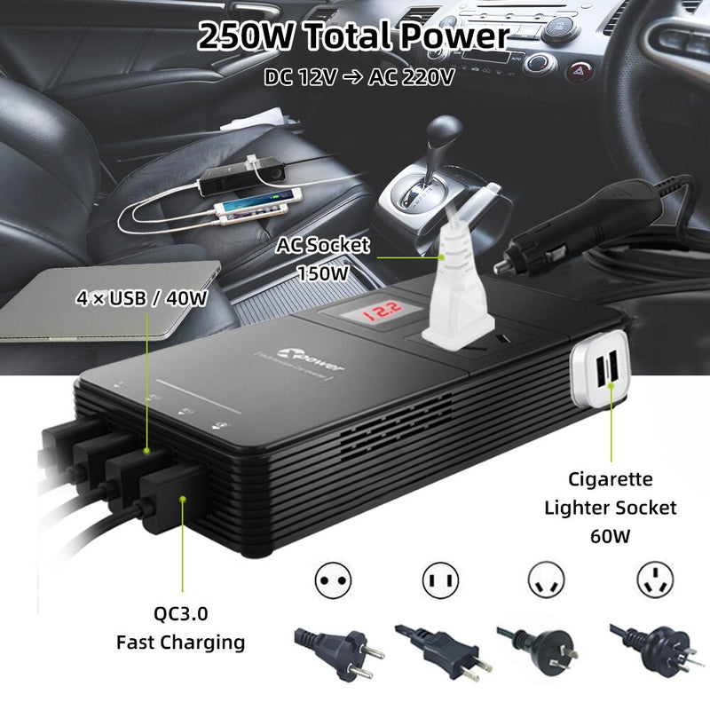 Deelife Car Inverter 12v 220v Converter Inversor USB Fast Charging Charger Europe Car Power Adapter Inverter