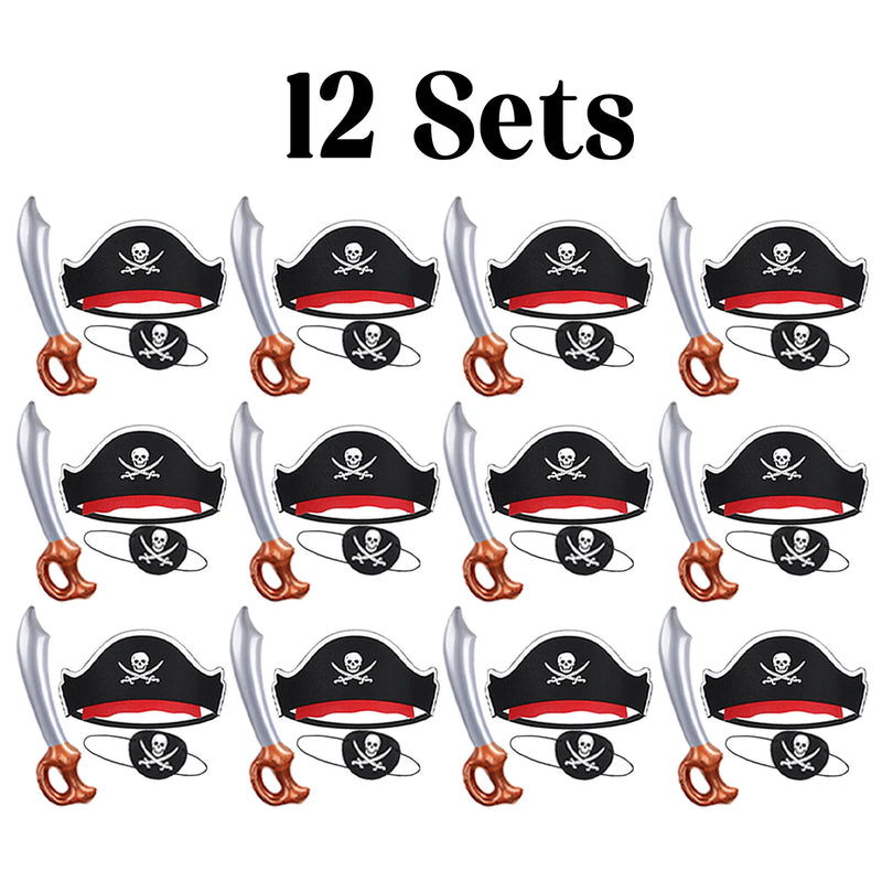 6-48Sets Pirate Party Supplies Halloween Pirate Costumes Child Birthday Party Favors Pirate Accessories Pirate Hat Sword