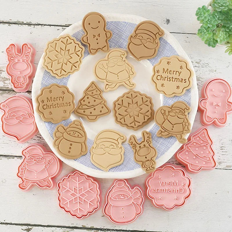 Multiple Sets DIY Cake Decorating Tools Christmas Cookie Cutters Cartoon Biscuit Mould DIY Fondant Mold Baking Tools for Kitchen