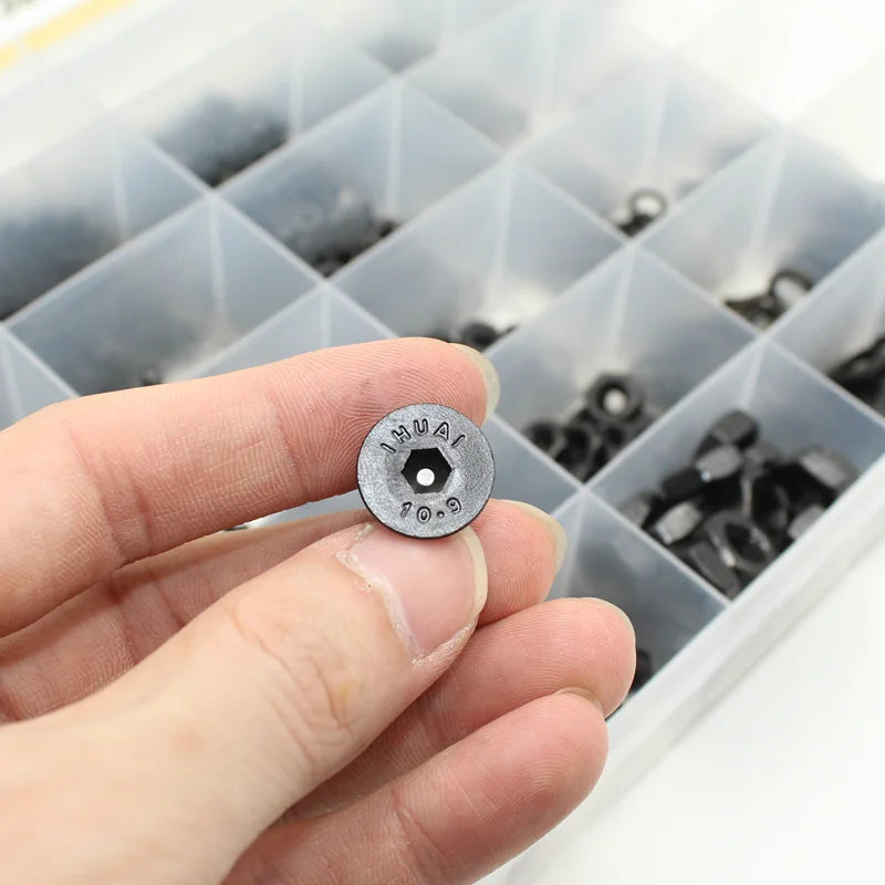 3045p Black Flat Head Socket Cap Screw Countersunk Bolts Nuts Washers Kit M2 M2.5 M3 M4 M5 M6 M8 10.9 Grade Alloy Steel DIN 7991