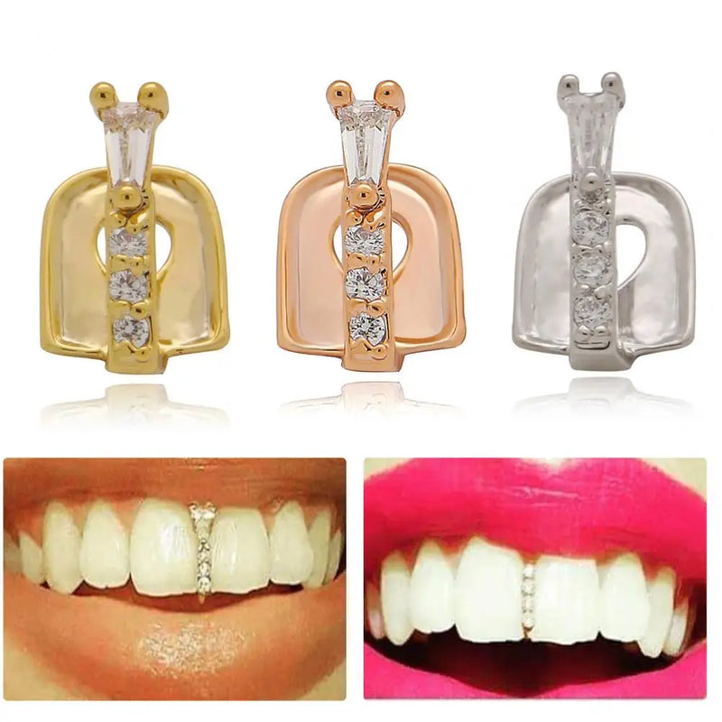 Hip Hop Braces Gold Silver Plated Half Pointed Teeth and Solid Bottom Braces Jewelry Tooth Cap Halloween Denture