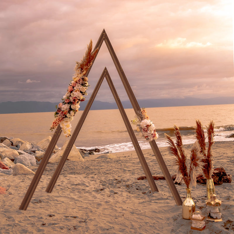 2 Pack Wooden Wedding Arch Stand Triangle Arbor Frame Backdrop Balloon Archway Stand