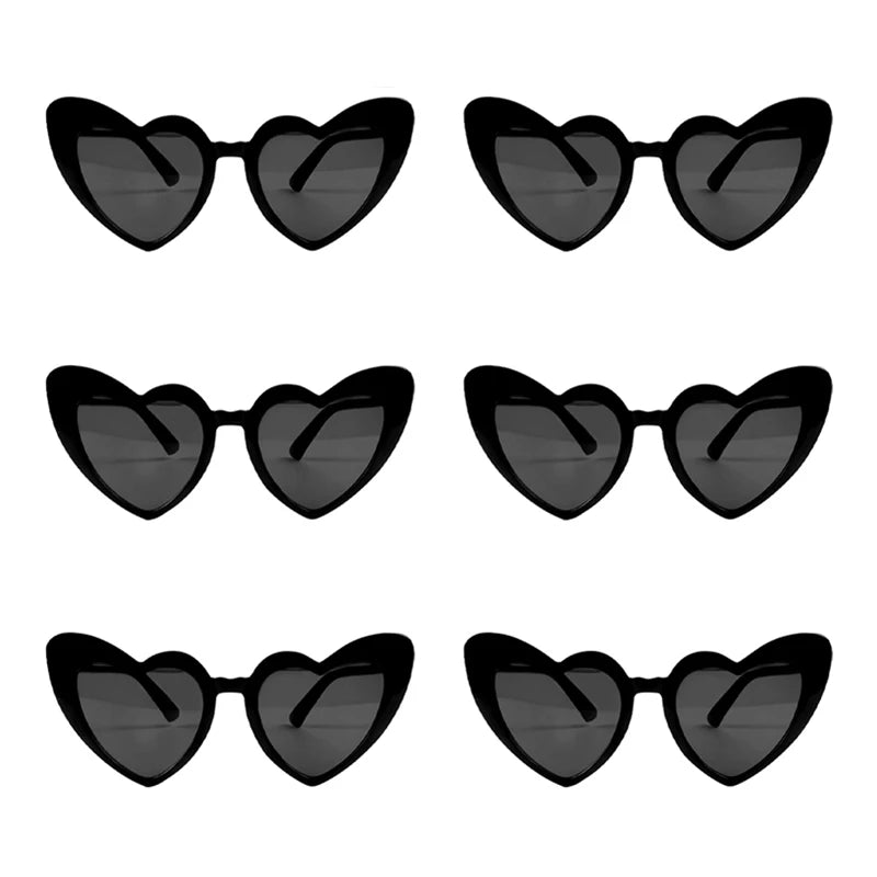 8pcs/6pcs Bachelorette Hen Party Sunglasses Black Heart Shaped Glasses Bride To Be Bridesmaid Gifts Wedding Bridal Shower Decor