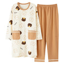 Big Size M-5XL Spring Knitted Cotton Pijamas Two Piece Set Long Sleeved Women Pyjamas Ladies Sleepwear Cute Cartoon Pijamas