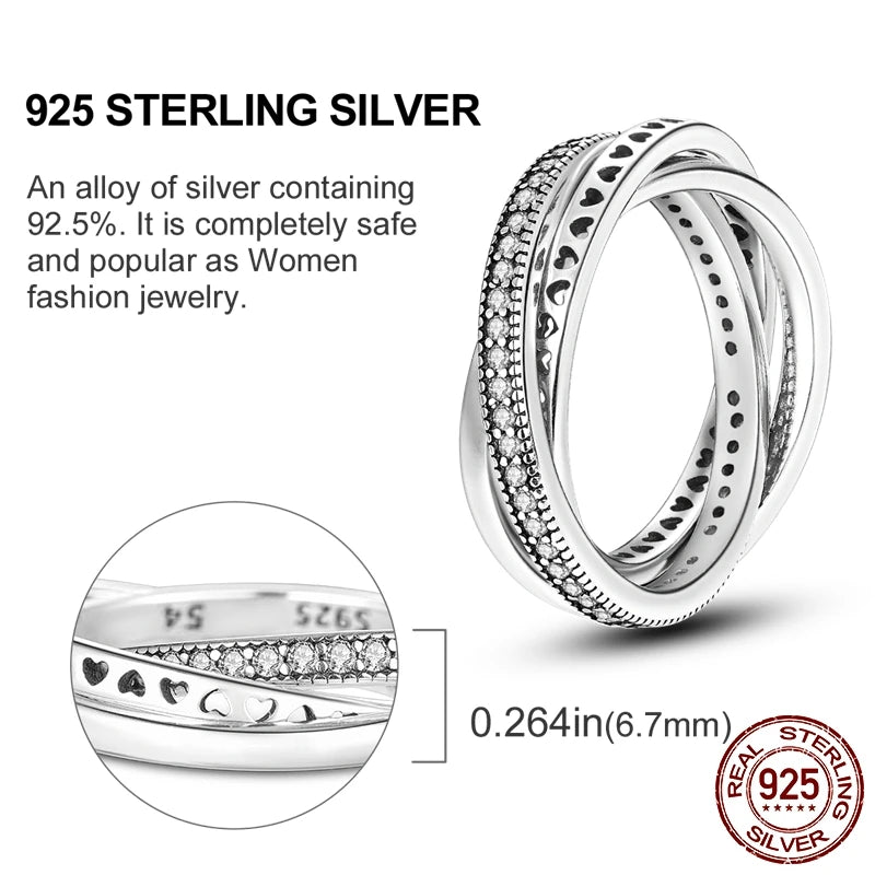 Original 925 Sterling Silver Women Finger Rings for Women Silver Cocktail Ring Geometric Butterfly Round Shape Luxury Jewelry