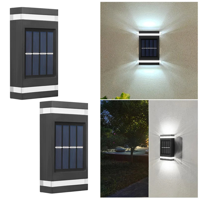 6LED Outdoor Solar Wall Lamp, Waterproof Wall Washing Lights, Up And Down Lighting, For Terrace, Garden, Fence, Villa Exterior W