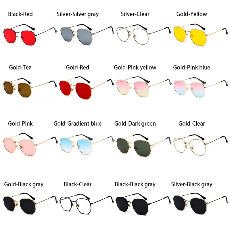 Hexagon Sunglasses Square Women 2024 New Retro Men Polygon Sun Glasses Brand Designer Eyewear UV400 Shades Oculos Female Gafas