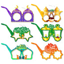 12/6pcs EID Mubarak Decoration Paper Glasses Frame Ramadan Islamic Muslim Photo Booth Props Kids Gift Eid Al Adha Party Supplies