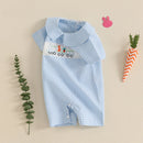 Infant Easter Bunny Romper Sleeveless Round Neck Train Embroidery Jumpsuit Baby Boy Newborn Playsuit Outfit Costume
