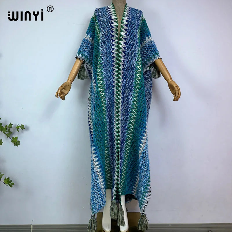 WINYI woman Winter Knitted cardigan coat Loose Christmas Fashion hipster party dress Thick Warm free size Female cloke overcoat