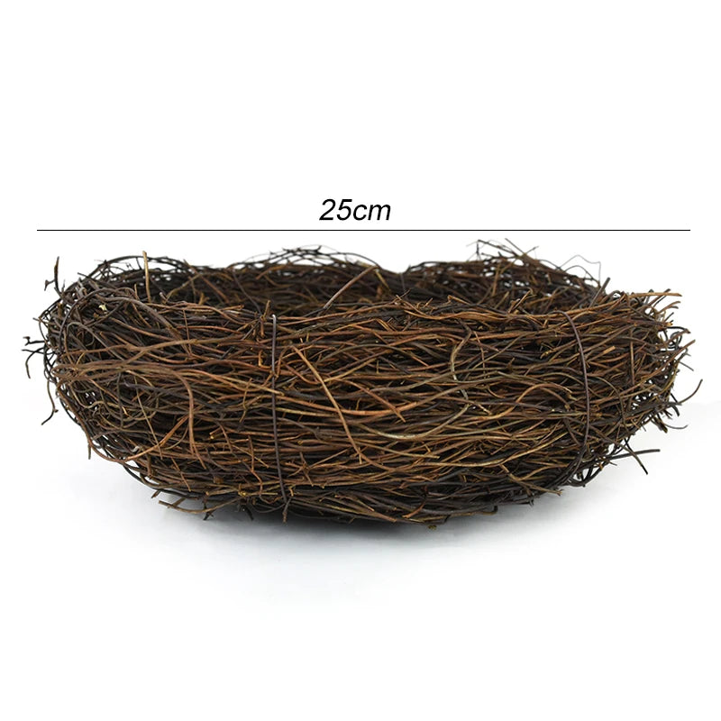 Artificial Rattan Round Nest Cages Easter Eggs Storage Simulated Bird's Nest Easter Party Tree Decoration DIY Craft Bird House