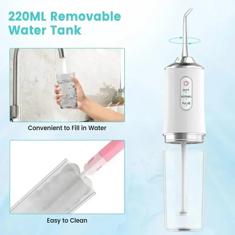 Xiaomi Portable Oral Irrigator Dental Water Flosser USB Rechargeable Water Jet Floss Tooth Pick 4 Jet Tip 3 Modes Teeth Cleaner