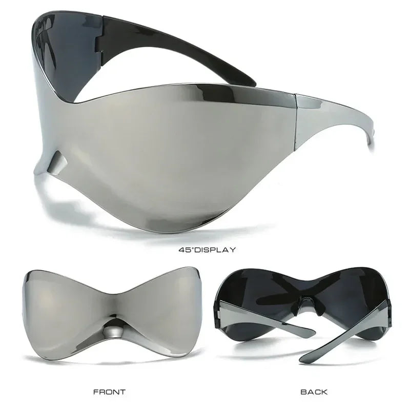 New Steampunk Oversized Sunglasses for Women Trends Punk Y2k Sun Glasses Goggle Men 2000'S Brand Designer Eyewear De Sol Oculos