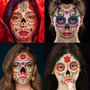 1Sheet Waterproof Sweatproof Day of the Dead Masquerade Spooky Makeup Temporary Stickers Halloween Face Tattoo Stickers