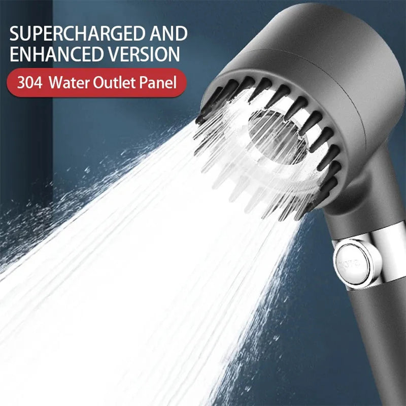 Massage Filtered Shower Head Water Saving 3 Modes Adjustable High Pressure Shower One-key Stop Water Shower Bathroom Accessories