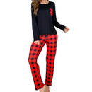 Women s Christmas Pajama Set with Festive Print Long Sleeve Top and Cozy Plaid Pants - Holiday Loungewear Ensemble