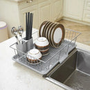 【Lifeideas】Self Draining Dish Dryer with Drainboard Counter Dish Drainer Kitchen Drying Rack for Countertop Kitchen
