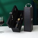 High Quality PU Leather Wine Bottle Box Home Storage Organizer Wine Carrying Holder Leather Box Red Wine Gift Box with Wine Set