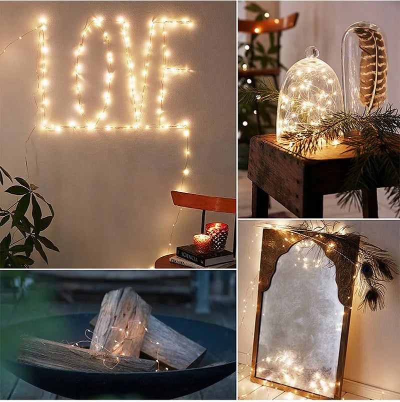 Remote Control Fairy Light USB Battery Operated LED String Lamp Timer Copper Wire Christmas Decoration Lights