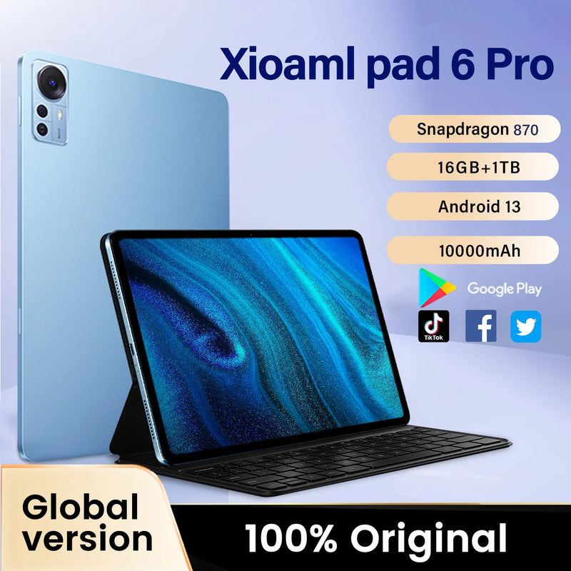 2024 Original Global Version Xiao Tablet Pad 6 Pro Android 12 Snapdragon 870 HD 4K Tablette PC 1TB Dual SIM Card 5G WIFI Mi Tab