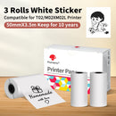 3 Rolls White Thermal Label Sticker 50mm x 3.5m Waterproof Adhesive Color Paper Phomemo M02/M03AS/M04AS Photo Paper for Printer