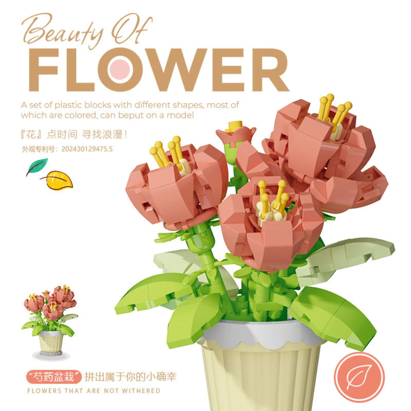 Potted Building Blocks Simulate Succulent Flower Bouquets, Creative Puzzle Block Toys, Eternal Flowers, Home Decoration