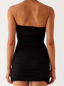 Elegant Off-Shoulder Bodycon Dress with Ruched Detailing and Sleeveless Design Perfect for Summer Parties and Clubbing Events