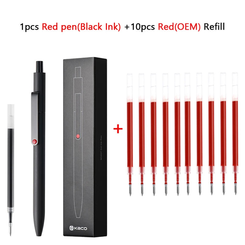 Cute Kaco MIDOT Gel Ink Pen Metal Signature Pens 0.5mm Fine Point 800Meter Smooth Writing Quick Dry Office School Stationary