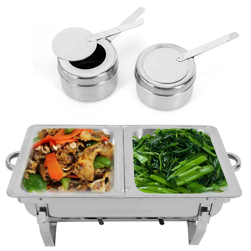 7.5L 2 Pans Buffet Stainless Steel Folding Stove Double Grid Dining Stove Food Heater Plate Self-Service  Tableware