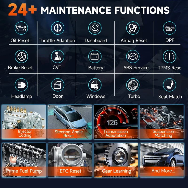 FOXWELL GT60 OBD2 Diagnostic Tool All System Bi-directional Car Code Reader 24 Reset Professional OBD 2 Automotive Scanner