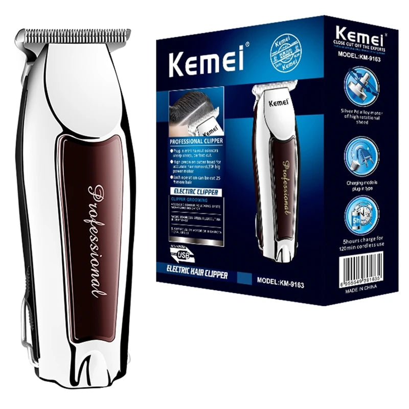 Kemei cordless professional hair clipper barber hair trimmer for men beard hair clipper electric haircut machine lithium battery