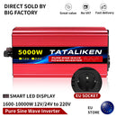 1000W-10000W Inverter 12V/24V 220V Pure Sine Wave Converter Solar Inverters With LED EU Socket