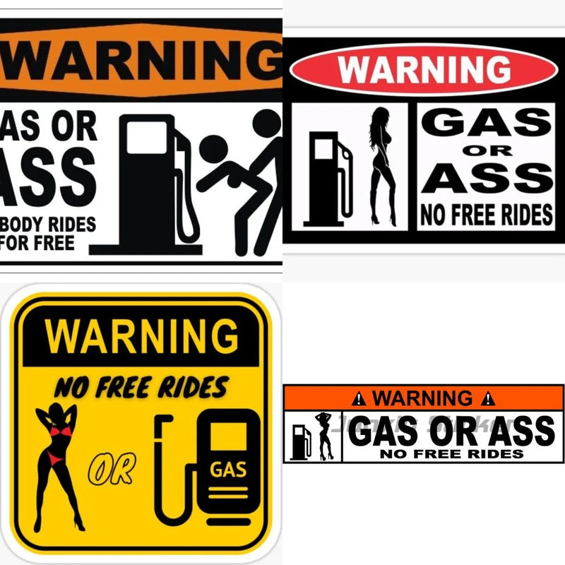 Funny GAS OR ASS NO FREE RIDES Redneck Bumper Sticker Sexy Truck Window Decal  Motorcycle Anime Girl Accessory