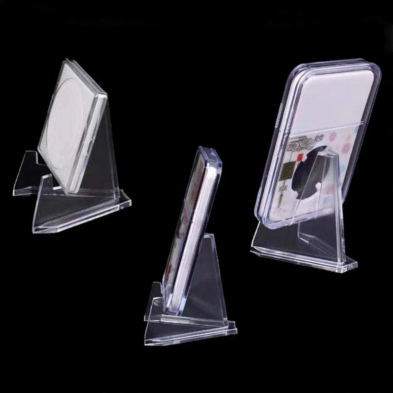 10PCS Acrylic Display Holder Transparent Triangle Commemorative Coin Small Photo fram Card Holder Rack Phone Stand Home Decor