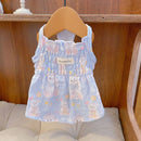 Pet Clothes Dogs Cats Spring and Summer Cute Cartoon Cotton Home Parent-child Clothing Teddy Bear Flower Dress Dog Cooling Vest